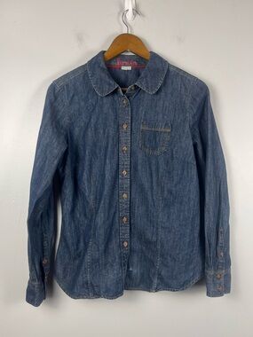 Boden chambry 100% cotton button down denim top size 8